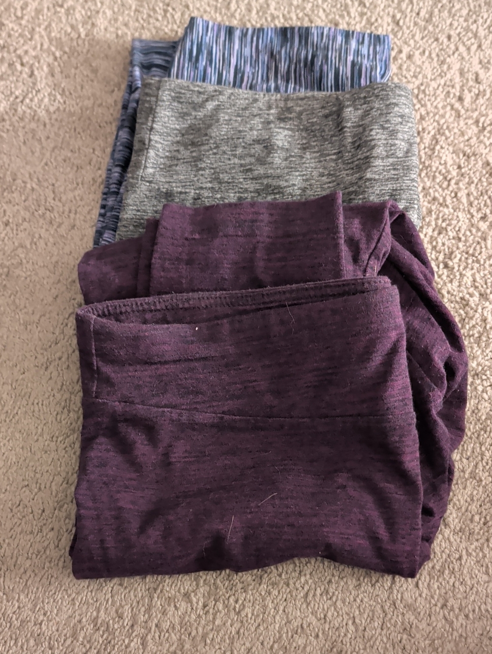 Kids Stretch Knit Bottoms in Plum, Gray & Blue